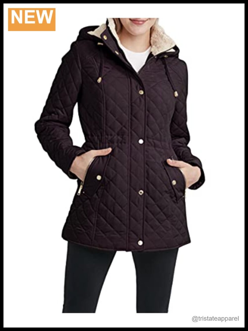 Lightweight Quilted Faux Shearling Jacket with Hood